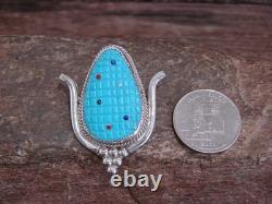 Native American Sterling Silver & Turquoise Corn Maize Pin & Pendant Etsate