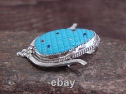 Native American Sterling Silver & Turquoise Corn Maize Pin & Pendant Etsate