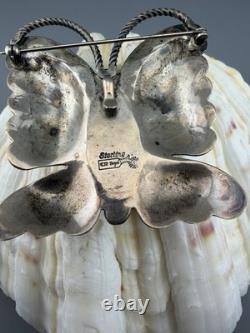 Native American Sterling Silver Turquoise Navajo Butterfly Brooch Pin RANDY BOYD