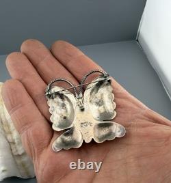 Native American Sterling Silver Turquoise Navajo Butterfly Brooch Pin RANDY BOYD