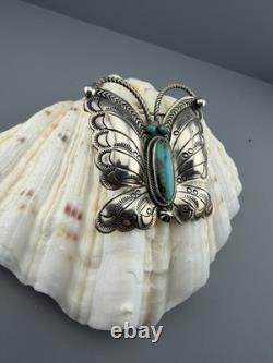 Native American Sterling Silver Turquoise Navajo Butterfly Brooch Pin RANDY BOYD