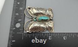 Native American Sterling Silver Turquoise Navajo Butterfly Brooch Pin RANDY BOYD