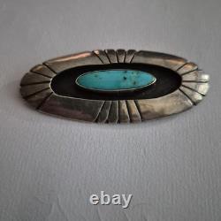 Native American Sterling Silver Turquoise Pin Brooch