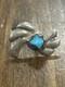 Native American Sterling Silver Turquoise Wave Pin Brooch 2.77 Grams