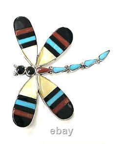 Native American Sterling Silver Zuni Handmade Butt Multicolor Pin/pendant