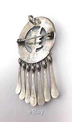 Native American Sterling Silver Zuni Handmade Sleeping Beauty Pin Pendant