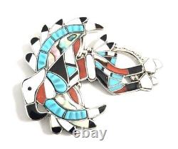 Native American Sterling Silver Zuni Multicolored Eagle Dancer Pin Pendant