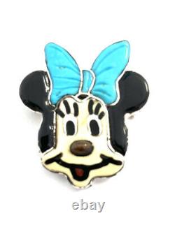 Native American Sterling Silver Zuni Multicolored Minnie Mouse Pin Pendant