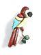 Native American Sterling Silver Zuni Multicolored Parrot Pin Pendant
