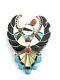 Native American Sterling Silver Zuni Multicolored Thunder Bird Pin Pendant