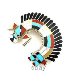 Native American Sterling Silver Zuni Rainbow Multicolored Pin / pendant