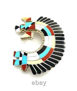 Native American Sterling Silver Zuni Rainbow Multicolored Pin / pendant