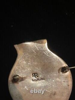 Native American Sterling Silver pot pin brooch signed