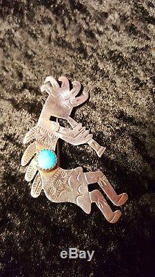 Native American Sterling silver. Turquoise pin brooch Lot. 9 items