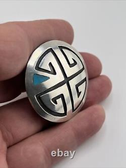 Native American Sterling silver pin brooch pendant turquoise