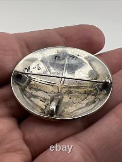 Native American Sterling silver pin brooch pendant turquoise