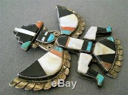 Native American Stone Inlay Sterling Silver Knifewing Kachina Pendant Pin 3 X 3