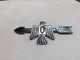 Native American Thunderbird And Arrow Coin Silver Brooch/ Pin Marked Ih Large