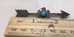 Native American Thunderbird and Arrow with Turquoise Brooch/ Pin! (Inv13)