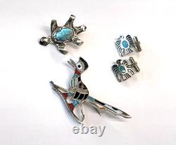 Native American Tie Pin, Cuff Link and Pin Lot