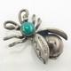 Native American Turquoise Bug Bee Sterling Silver Brooch
