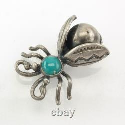 Native American Turquoise Bug Bee Sterling Silver Brooch