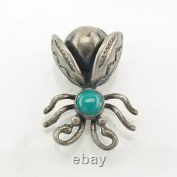Native American Turquoise Bug Bee Sterling Silver Brooch