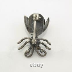 Native American Turquoise Bug Bee Sterling Silver Brooch