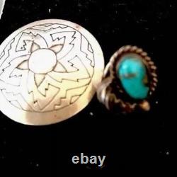 Native American Turquoise Feather Tie Tag Pin Old Pawn Ithaca 8013
