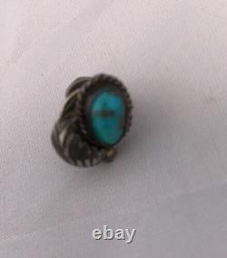 Native American Turquoise Feather Tie Tag Pin Old Pawn Ithaca 8013