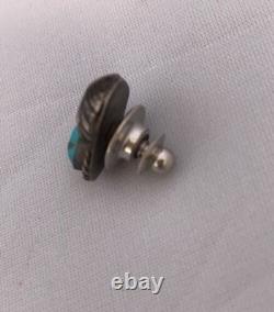 Native American Turquoise Feather Tie Tag Pin Old Pawn Ithaca 8013