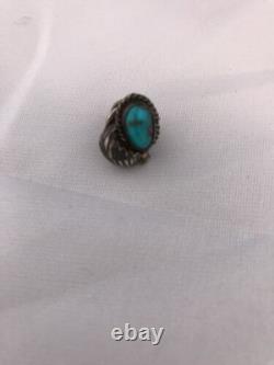 Native American Turquoise Feather Tie Tag Pin Old Pawn Ithaca 8013
