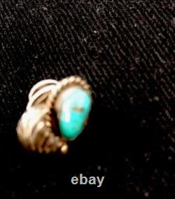 Native American Turquoise Feather Tie Tag Pin Old Pawn Ithaca 8013