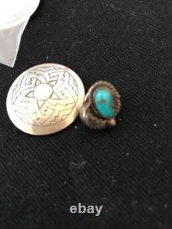 Native American Turquoise Feather Tie Tag Pin Old Pawn Ithaca 8013
