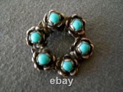 Native American Turquoise Flower Cluster Sterling Silver Screw Bk Earrings & Pin Native American Turquoise Flower Cluster Sterling Silver Screw Bk Earrings & Pin