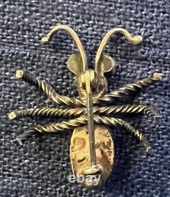 Native American Turquoise Silver Bug Pin 6 Twisted Wire Legs