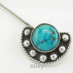 Native American Turquoise Sterling Silver Brooch Pin