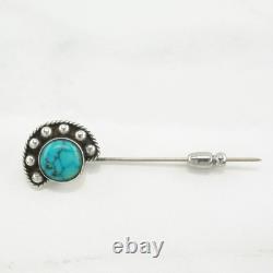 Native American Turquoise Sterling Silver Brooch Pin