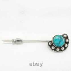 Native American Turquoise Sterling Silver Brooch Pin