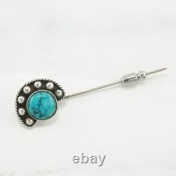 Native American Turquoise Sterling Silver Brooch Pin