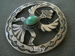Native American Turquoise Sterling Silver Knifewing Kachina Pendant Pin M C