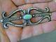 Native American Turquoise Sterling Silver Tufa Cast Stamped Brooch Or Pin M C