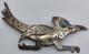 Native American Vintage Large 3 Sterling & Turquoise Roadrunner Pin Brooch