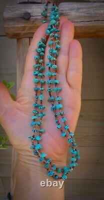 Native American Vintage Turquoise Nugget Pin Shell Heishi Necklace