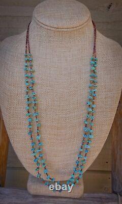 Native American Vintage Turquoise Nugget Pin Shell Heishi Necklace