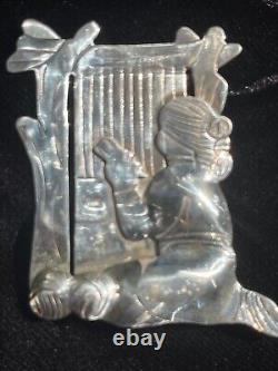 Native American Weaver Pin Sterling Silver 1.75x1.75 inches