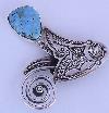 Native American, Yaqui Bisbee Turquoise Sterling Silver Pin Brooch By Art Tafoya