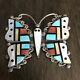 Native American Zuni Multi-gemstone Inlay Butterfly Pin Brooch Pendant