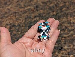 Native American Zuni Brooch Pin Pendant Thunderbird Handmade Sterling Signed