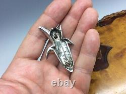 Native American Zuni Corn Maiden Pin Sterling Silver Inlaid Mixed Stones